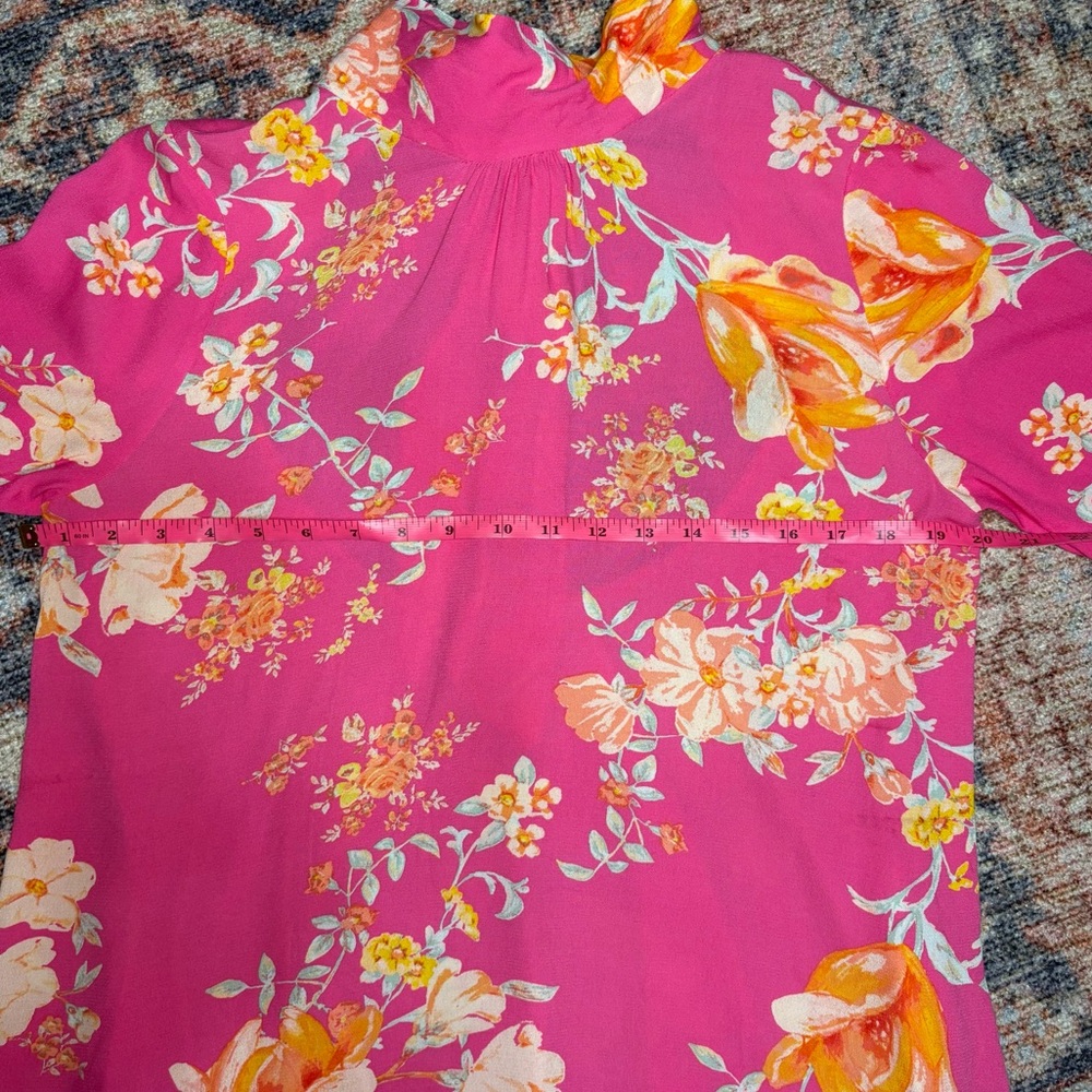 Free People Tate Floral Print Tunic Dress in Lollipop Combo size Large NWT - Picture 11 of 16